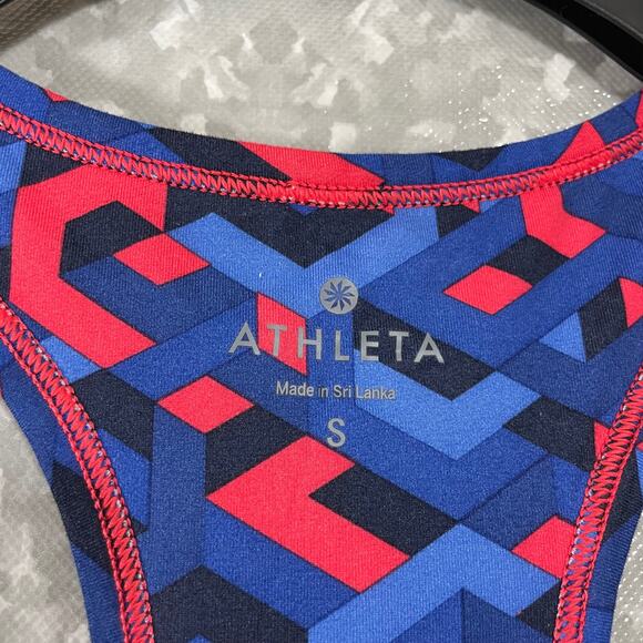 Athleta Blue & Red Geometric Print Racerback Tank Top - Size Small - Scoop Neck - Picture 4 of 7